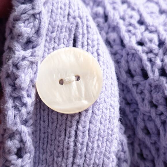 Madewell Women’s Cardigan Cottagecore Feminine Lilac Romantic Textured Knit XL - Picture 5 of 7